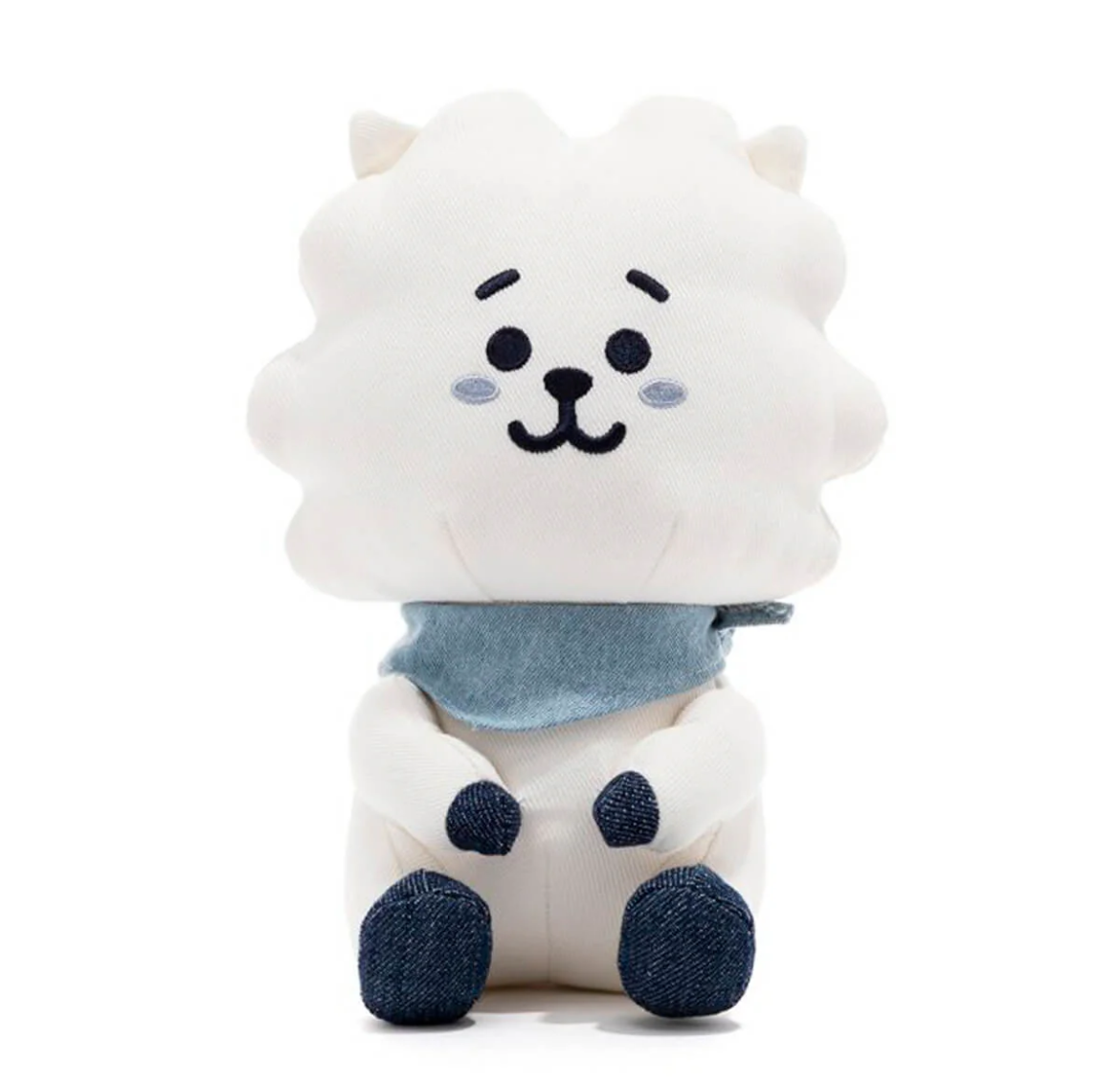 Fluffy Lamb Plush with Denim Scarf